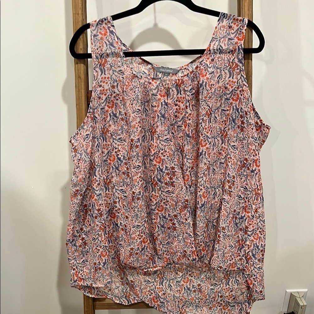 Daisy Fuentes Floral Translucent Tank Top